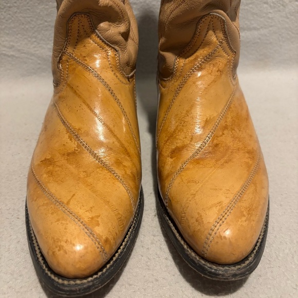 Women Western Cowgirl Beige Embroidered pull on Boots approx. size 7-8 - Picture 2 of 10